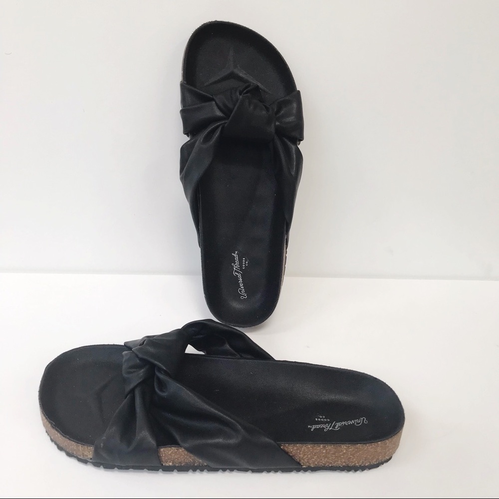🌺UNIVERSAL THREAD JUNIE Knot Footbed Slides-Black - Picture 6 of 7